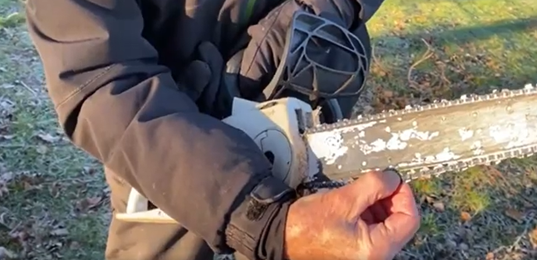 Stihl chainsaw being used by Ken Crowther.