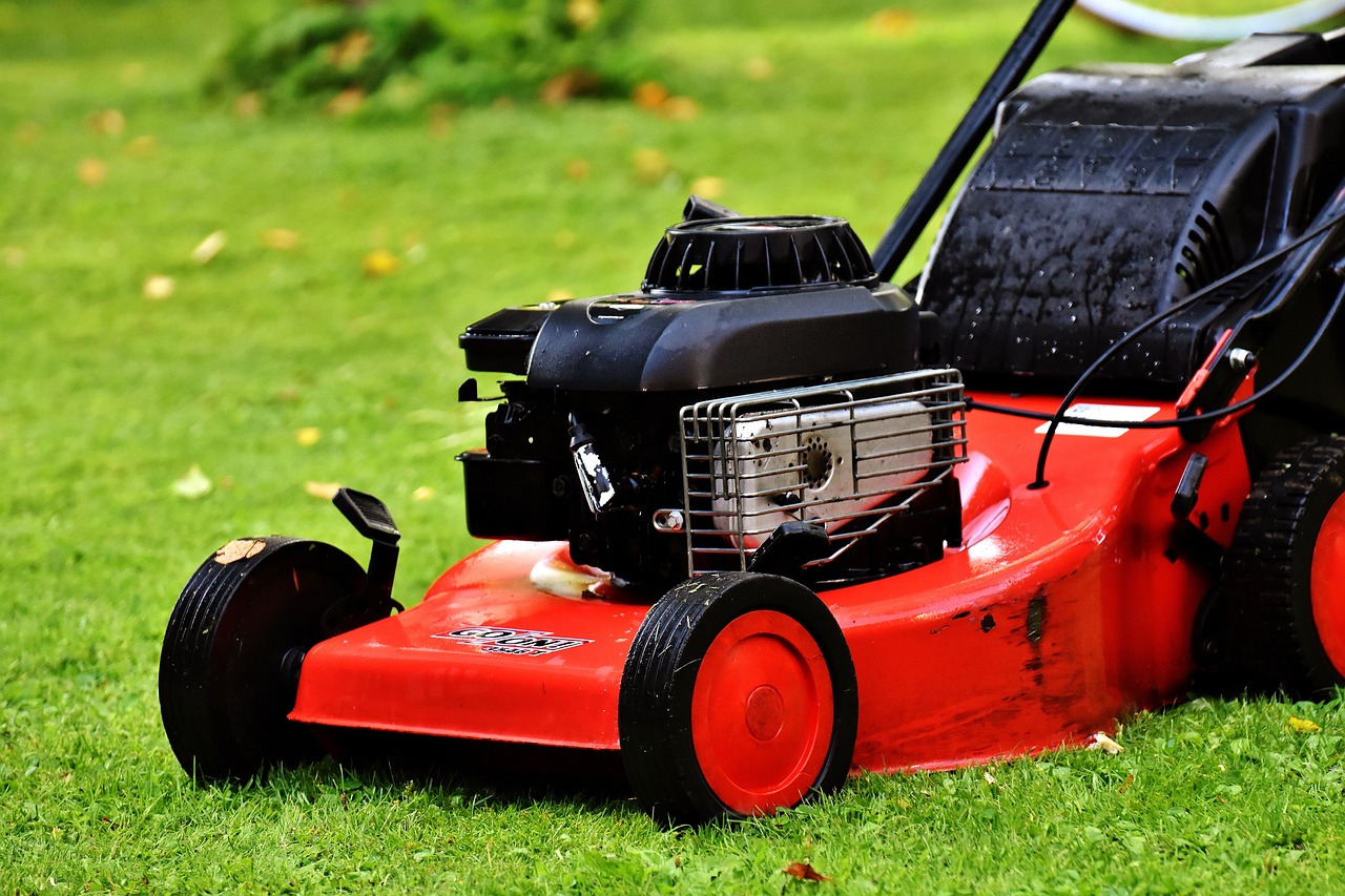 A lawn mower ready to cut grass.